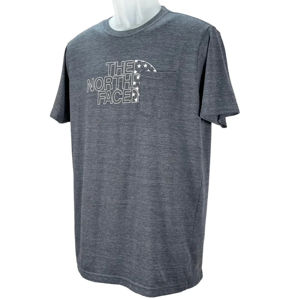 The North Face | Slim Fit Gray Heather Crewneck Pocket S/S T-Shirt | Men’s Large